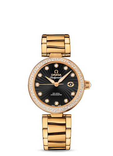 Omega LadyMatic Co-Axial 34 Yellow Gold / Diamond / Black / Bracelet